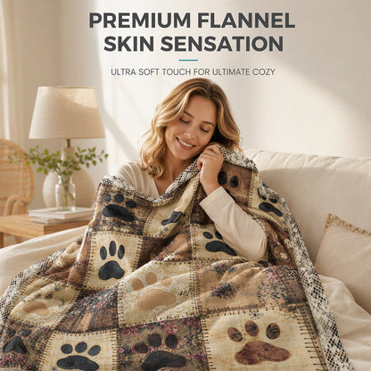 🐶LIMITED‑TIME 49% OFF! 🐾Cute Paw Print Soft Flannel Blanket – Snuggly, Warm, Lovely Home Decor 🛌