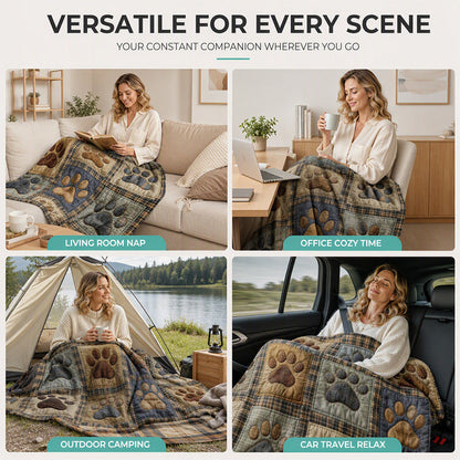 🐶LIMITED‑TIME 49% OFF! 🐾Cute Paw Print Soft Flannel Blanket – Snuggly, Warm, Lovely Home Decor 🛌