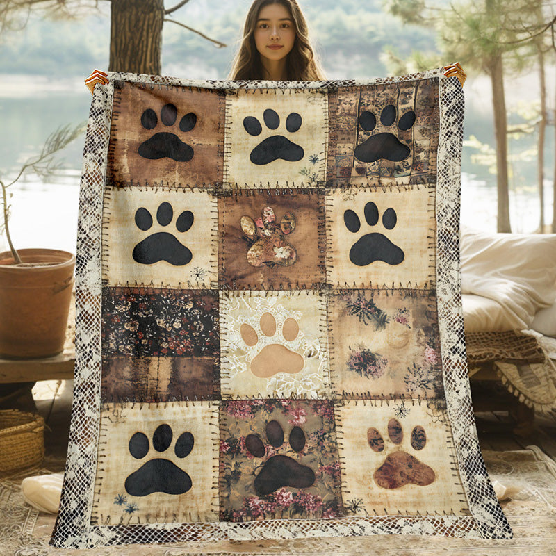 🐶LIMITED‑TIME 49% OFF! 🐾Cute Paw Print Soft Flannel Blanket – Snuggly, Warm, Lovely Home Decor 🛌