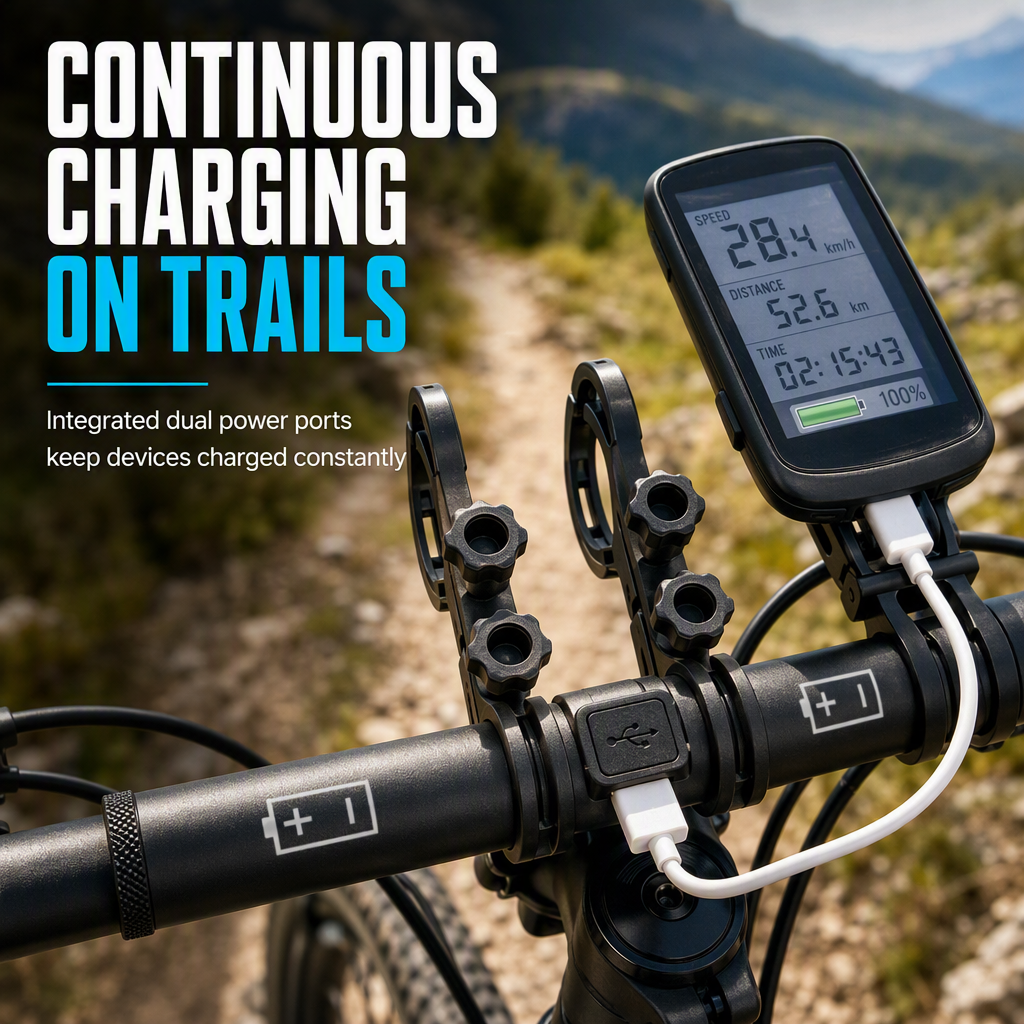 🚲Bicycle Handlebar Extender Bracket with USB Power Bank Function and Bike Light Flashlight Mount