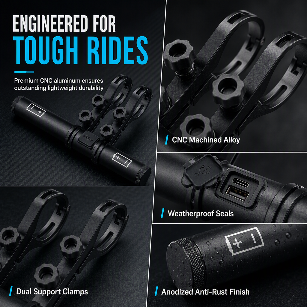🚲Bicycle Handlebar Extender Bracket with USB Power Bank Function and Bike Light Flashlight Mount