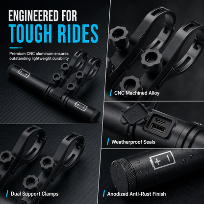🚲Bicycle Handlebar Extender Bracket with USB Power Bank Function and Bike Light Flashlight Mount