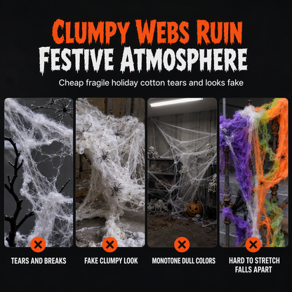🎃Halloween Stretchable Spider Web and Fake Spiders Set for Haunted House Outdoor Yard and Bar Decorations