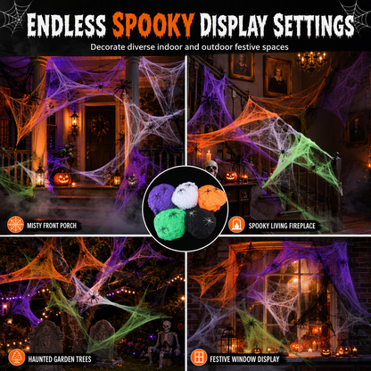 🎃Halloween Stretchable Spider Web and Fake Spiders Set for Haunted House Outdoor Yard and Bar Decorations