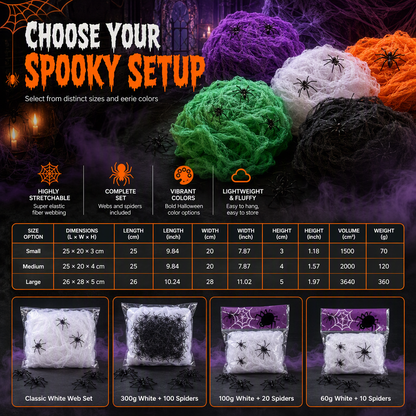 🎃Halloween Stretchable Spider Web and Fake Spiders Set for Haunted House Outdoor Yard and Bar Decorations