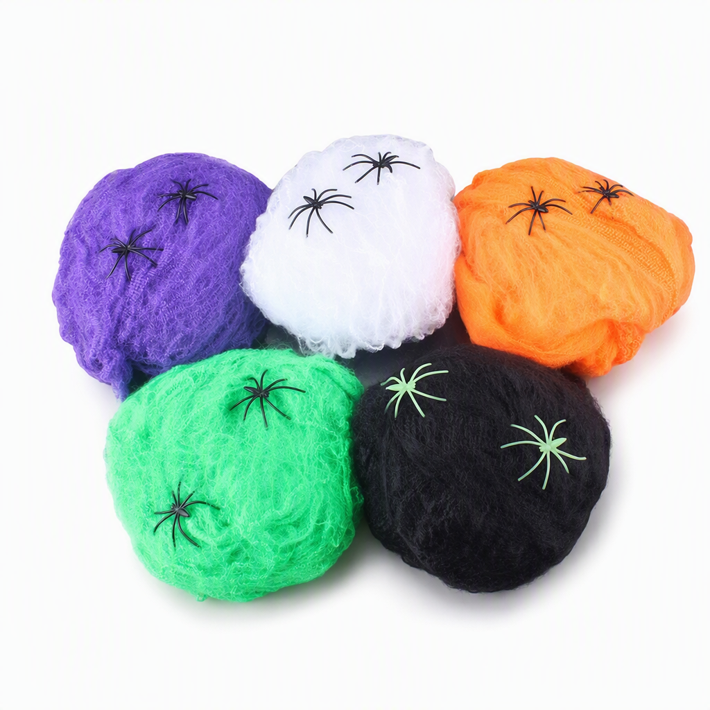 🎃Halloween Stretchable Spider Web and Fake Spiders Set for Haunted House Outdoor Yard and Bar Decorations