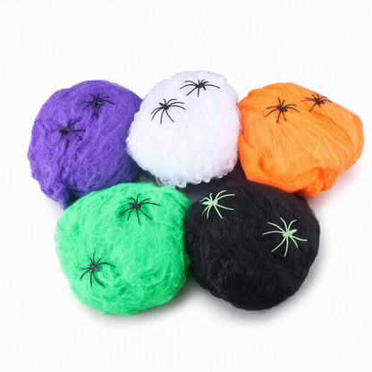 🎃Halloween Stretchable Spider Web and Fake Spiders Set for Haunted House Outdoor Yard and Bar Decorations