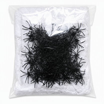 🎃Halloween Stretchable Spider Web and Fake Spiders Set for Haunted House Outdoor Yard and Bar Decorations