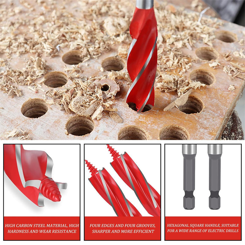 🔩 49% OFF NOW! 🌳 Auger Drill Bit Set – High Carbon Steel, 4-Flute Design & Anti-Slip Hex Shank – 8 PCS for Hardwood, Cork & Plastic 🛠️