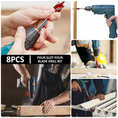 🔩 49% OFF NOW! 🌳 Auger Drill Bit Set – High Carbon Steel, 4-Flute Design & Anti-Slip Hex Shank – 8 PCS for Hardwood, Cork & Plastic 🛠️