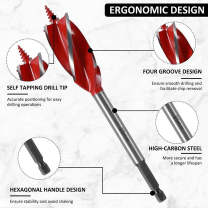 🔩 49% OFF NOW! 🌳 Auger Drill Bit Set – High Carbon Steel, 4-Flute Design & Anti-Slip Hex Shank – 8 PCS for Hardwood, Cork & Plastic 🛠️
