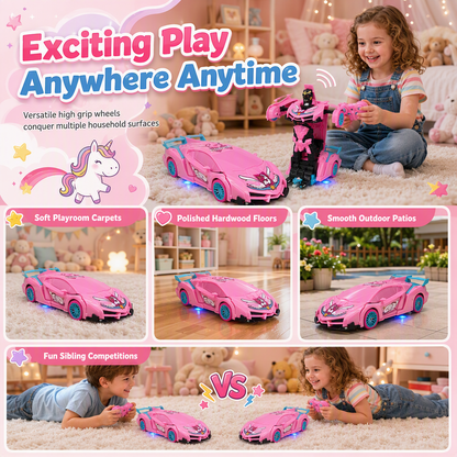 🚗 49% OFF! ✨One Button Deforming Remote Control Car Cyberpunk Spider Unicorn Drifting RC Pickup Toy Gift for Boys and Girls