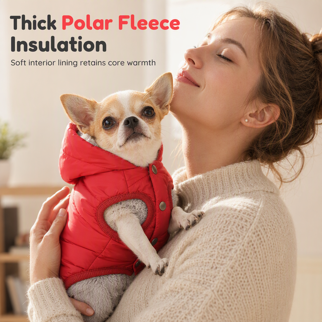 🐾 LIMITED-TIME 49% OFF! ✨ Hooded Dog Coat – Fleece-lined, Windproof 🧥