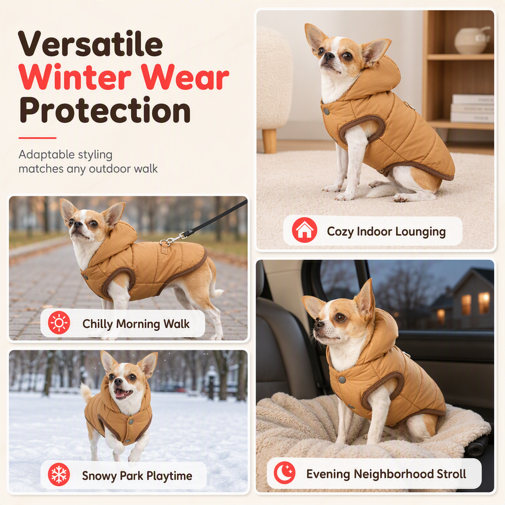 🐾 LIMITED-TIME 49% OFF! ✨ Hooded Dog Coat – Fleece-lined, Windproof 🧥