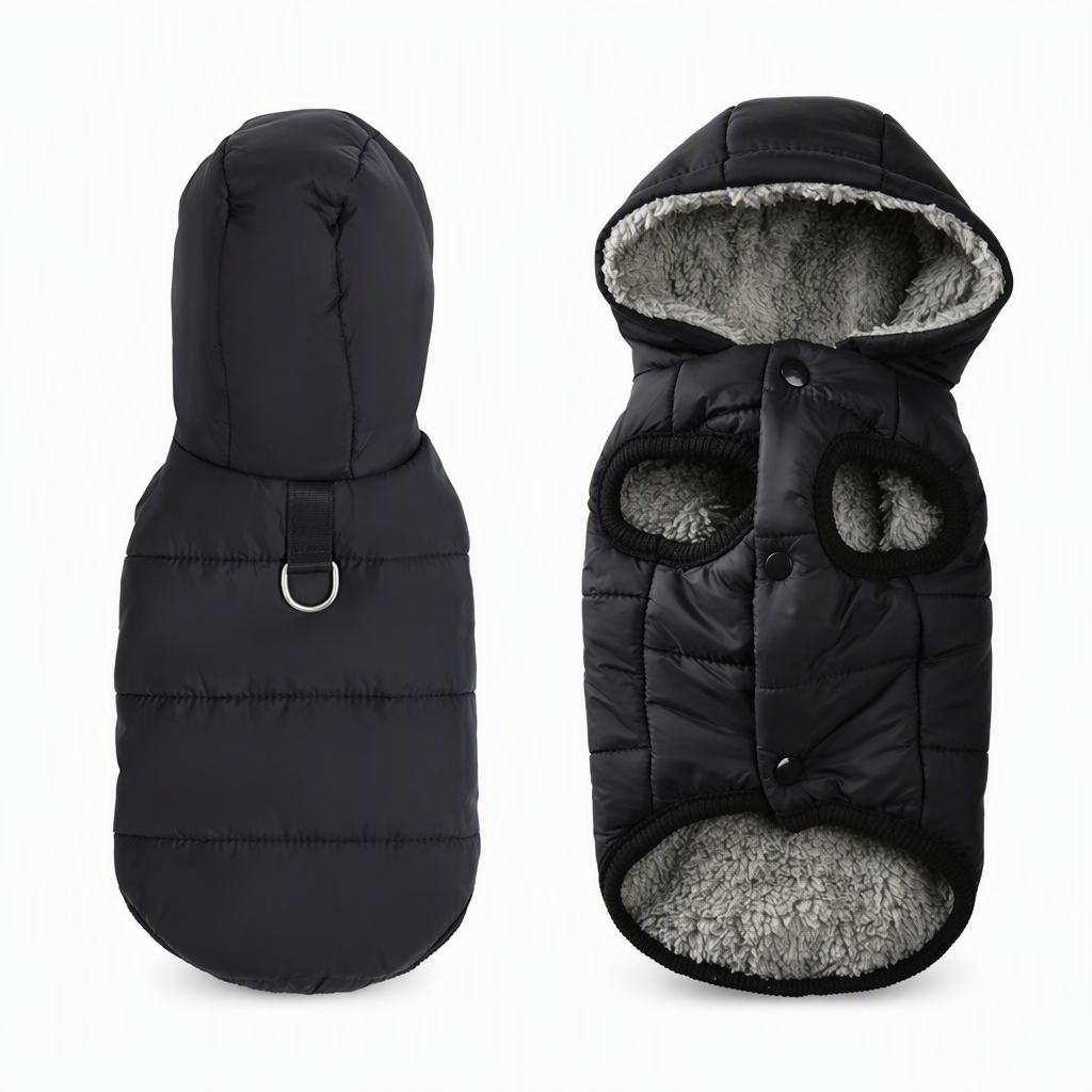 🐾 LIMITED-TIME 49% OFF! ✨ Hooded Dog Coat – Fleece-lined, Windproof 🧥