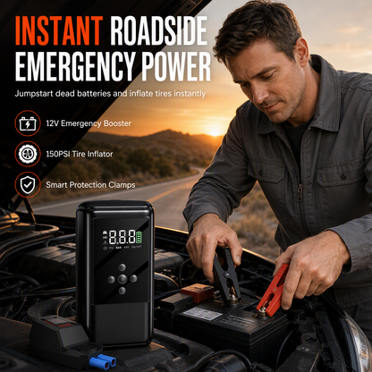 ⚡ LIMITED-TIME 49% OFF! ✨ Jump Starter & Tire Inflator – 600A Peak Current, LED Light, Portable Car Emergency Tool 🚗