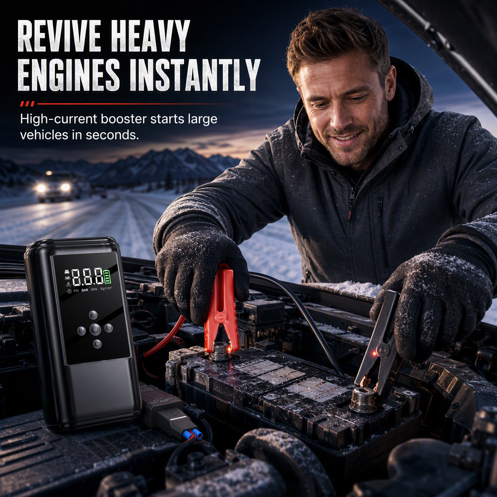 ⚡ LIMITED-TIME 49% OFF! ✨ Jump Starter & Tire Inflator – 600A Peak Current, LED Light, Portable Car Emergency Tool 🚗