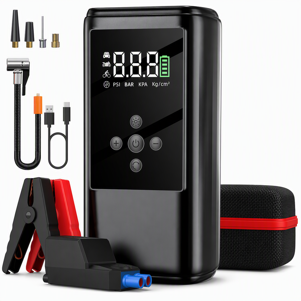 ⚡ LIMITED-TIME 49% OFF! ✨ Jump Starter & Tire Inflator – 600A Peak Current, LED Light, Portable Car Emergency Tool 🚗