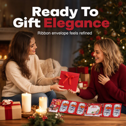 🎄 Festive Cash Gift Card: Multi-Slot Holder, Greeting Message Panel, with Envelope & Ribbon