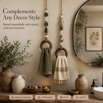 ⏳🔥LIMITED-TIME 49% OFF! ⏰🎉 2026 Sale — Over 25,000 Sold!🏠Decorative Beaded Towel Hanger with Wooden Ring