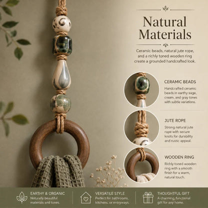 ⏳🔥LIMITED-TIME 49% OFF! ⏰🎉 2026 Sale — Over 25,000 Sold!🏠Decorative Beaded Towel Hanger with Wooden Ring