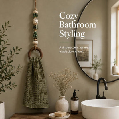⏳🔥LIMITED-TIME 49% OFF! ⏰🎉 2026 Sale — Over 25,000 Sold!🏠Decorative Beaded Towel Hanger with Wooden Ring