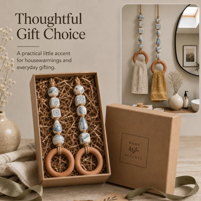 ⏳🔥LIMITED-TIME 49% OFF! ⏰🎉 2026 Sale — Over 25,000 Sold!🏠Decorative Beaded Towel Hanger with Wooden Ring