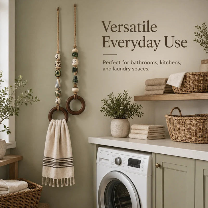 ⏳🔥LIMITED-TIME 49% OFF! ⏰🎉 2026 Sale — Over 25,000 Sold!🏠Decorative Beaded Towel Hanger with Wooden Ring