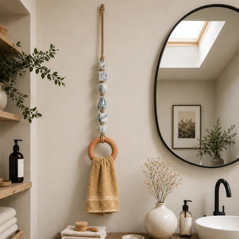 ⏳🔥LIMITED-TIME 49% OFF! ⏰🎉 2026 Sale — Over 25,000 Sold!🏠Decorative Beaded Towel Hanger with Wooden Ring