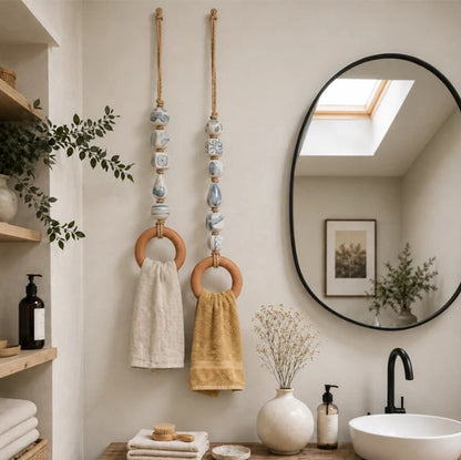 ⏳🔥LIMITED-TIME 49% OFF! ⏰🎉 2026 Sale — Over 25,000 Sold!🏠Decorative Beaded Towel Hanger with Wooden Ring