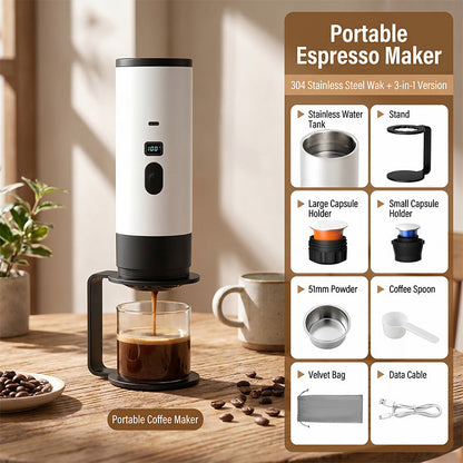 🥳2026 HOT SALE🥳💞50K+ SOLD! ☕⚡ 49% OFF! Portable Espresso Maker – digital display, Type-C rechargeable, 90ml tank & 120ml cup. Enjoy fresh hot coffee anywhere! 🛡️💪