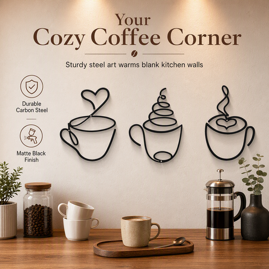 ⏳🔥LIMITED-TIME 49% OFF! ⏰Creative Metal Coffee Cup Wall Art 20.3cm Height Hanging Iron Decor for Home Cafe Indoor Wall Decoration☕️
