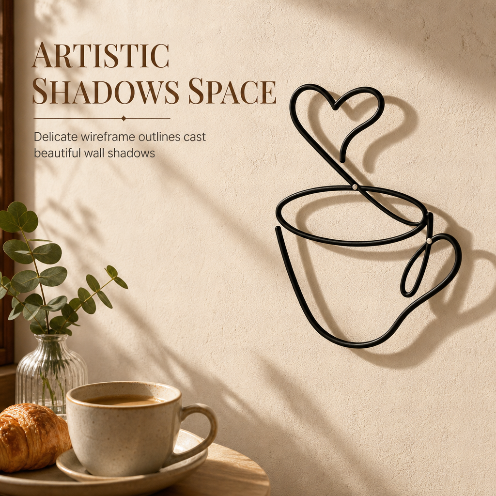 ⏳🔥LIMITED-TIME 49% OFF! ⏰Creative Metal Coffee Cup Wall Art 20.3cm Height Hanging Iron Decor for Home Cafe Indoor Wall Decoration☕️