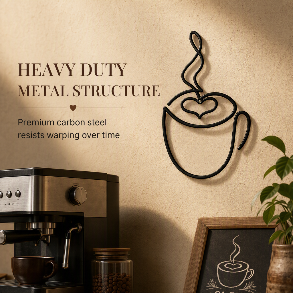 ⏳🔥LIMITED-TIME 49% OFF! ⏰Creative Metal Coffee Cup Wall Art 20.3cm Height Hanging Iron Decor for Home Cafe Indoor Wall Decoration☕️