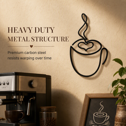 ⏳🔥LIMITED-TIME 49% OFF! ⏰Creative Metal Coffee Cup Wall Art 20.3cm Height Hanging Iron Decor for Home Cafe Indoor Wall Decoration☕️