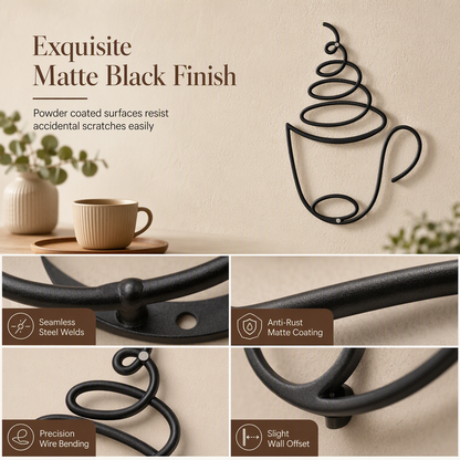 ⏳🔥LIMITED-TIME 49% OFF! ⏰Creative Metal Coffee Cup Wall Art 20.3cm Height Hanging Iron Decor for Home Cafe Indoor Wall Decoration☕️
