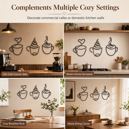 ⏳🔥LIMITED-TIME 49% OFF! ⏰Creative Metal Coffee Cup Wall Art 20.3cm Height Hanging Iron Decor for Home Cafe Indoor Wall Decoration☕️