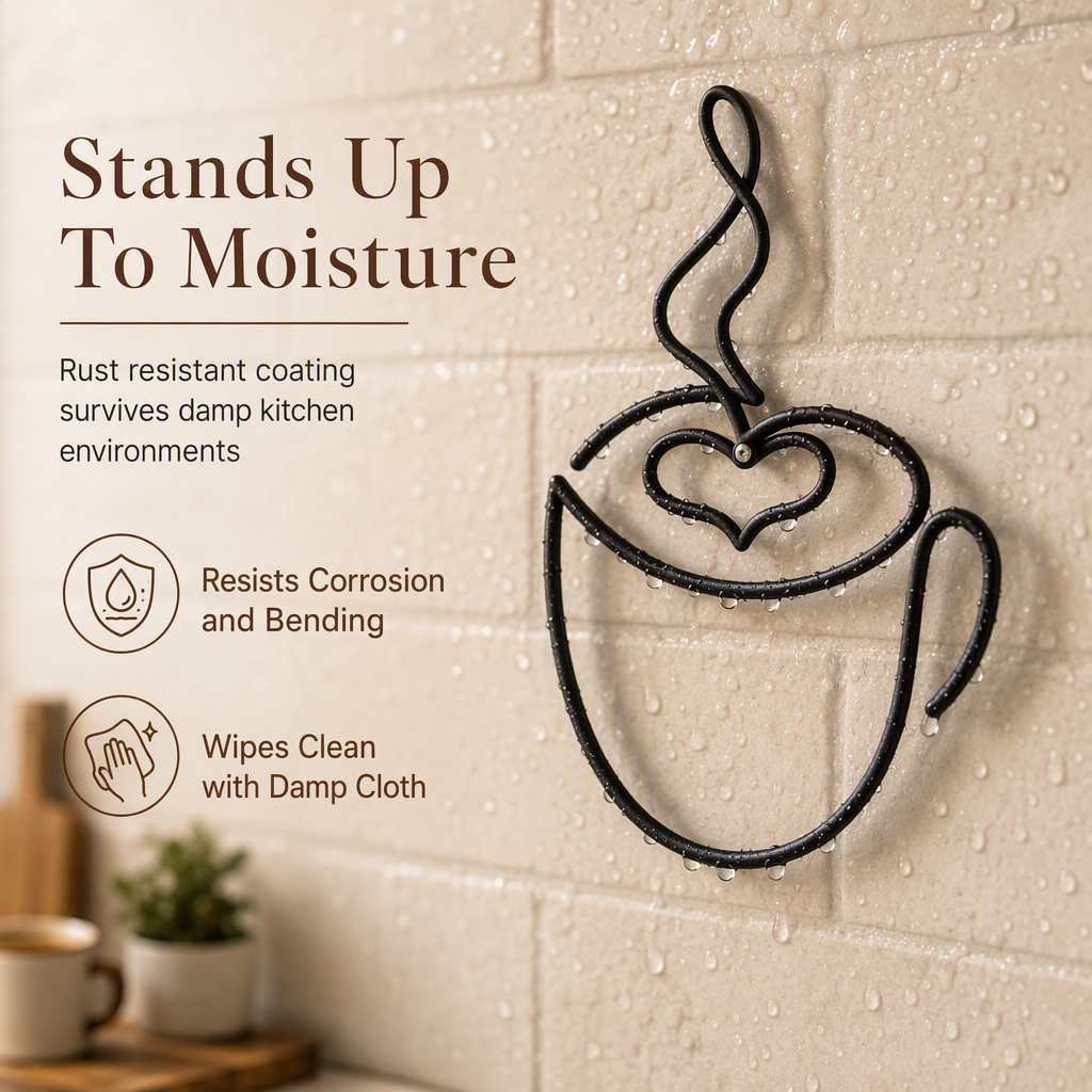 ⏳🔥LIMITED-TIME 49% OFF! ⏰Creative Metal Coffee Cup Wall Art 20.3cm Height Hanging Iron Decor for Home Cafe Indoor Wall Decoration☕️
