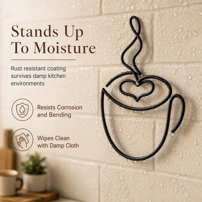 ⏳🔥LIMITED-TIME 49% OFF! ⏰Creative Metal Coffee Cup Wall Art 20.3cm Height Hanging Iron Decor for Home Cafe Indoor Wall Decoration☕️