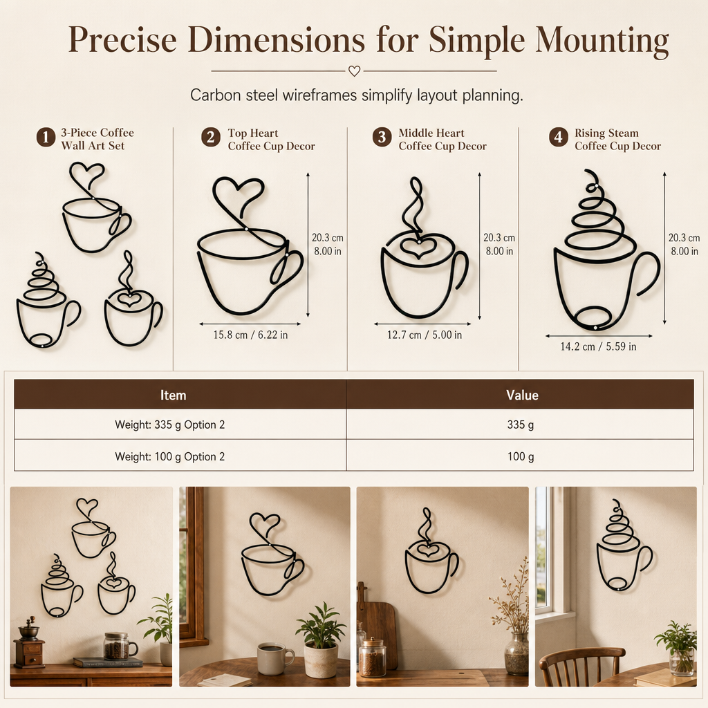⏳🔥LIMITED-TIME 49% OFF! ⏰Creative Metal Coffee Cup Wall Art 20.3cm Height Hanging Iron Decor for Home Cafe Indoor Wall Decoration☕️