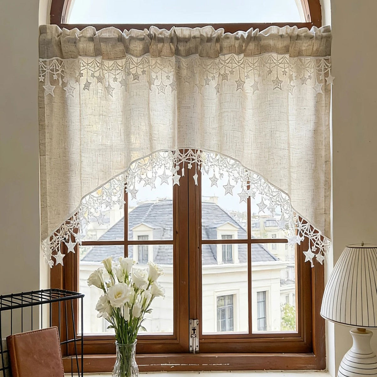 ⏳Time-Limited Special⏰Versatile Country Style Curtain with Star Lace Trim⭐️