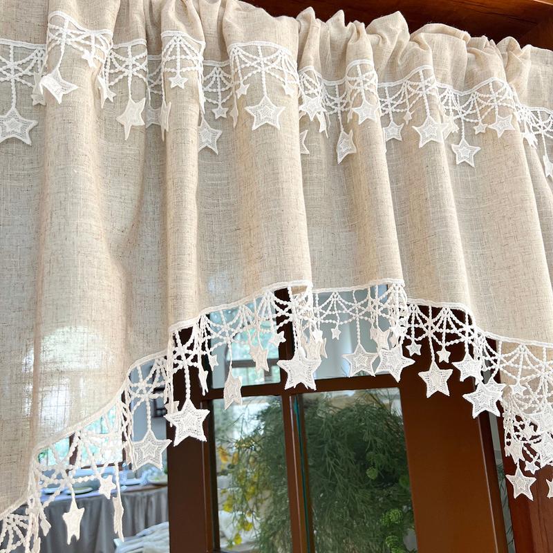 ⏳Time-Limited Special⏰Versatile Country Style Curtain with Star Lace Trim⭐️