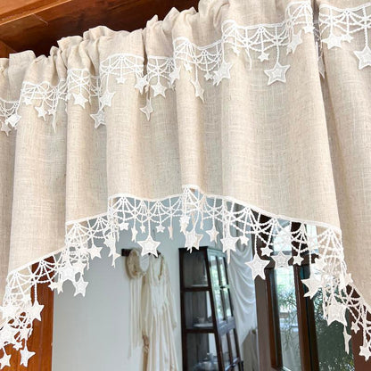 ⏳Time-Limited Special⏰Versatile Country Style Curtain with Star Lace Trim⭐️