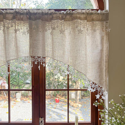 ⏳Time-Limited Special⏰Versatile Country Style Curtain with Star Lace Trim⭐️