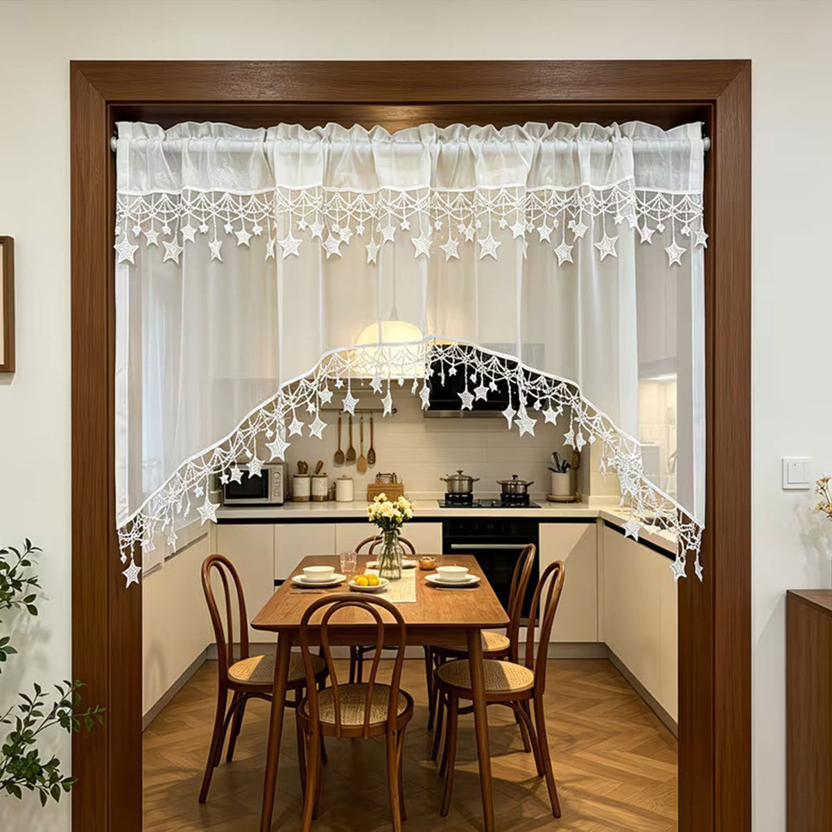 ⏳Time-Limited Special⏰Versatile Country Style Curtain with Star Lace Trim⭐️