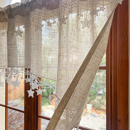 ⏳Time-Limited Special⏰Versatile Country Style Curtain with Star Lace Trim⭐️