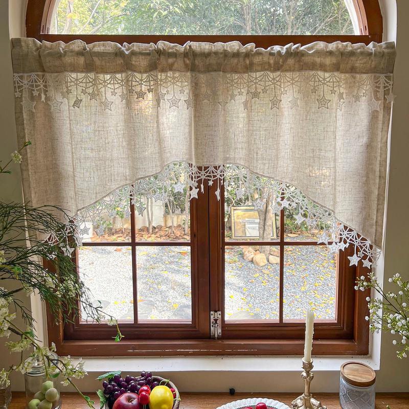⏳Time-Limited Special⏰Versatile Country Style Curtain with Star Lace Trim⭐️
