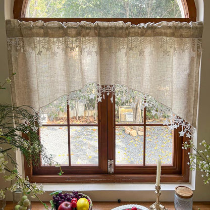 ⏳Time-Limited Special⏰Versatile Country Style Curtain with Star Lace Trim⭐️