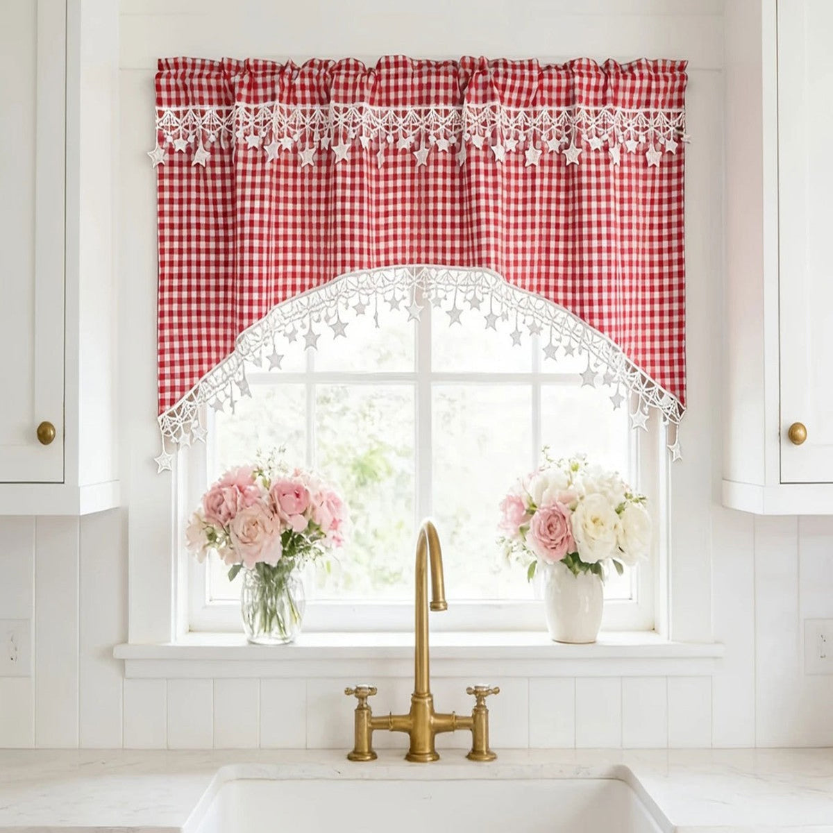 ⏳Time-Limited Special⏰Versatile Country Style Curtain with Star Lace Trim⭐️