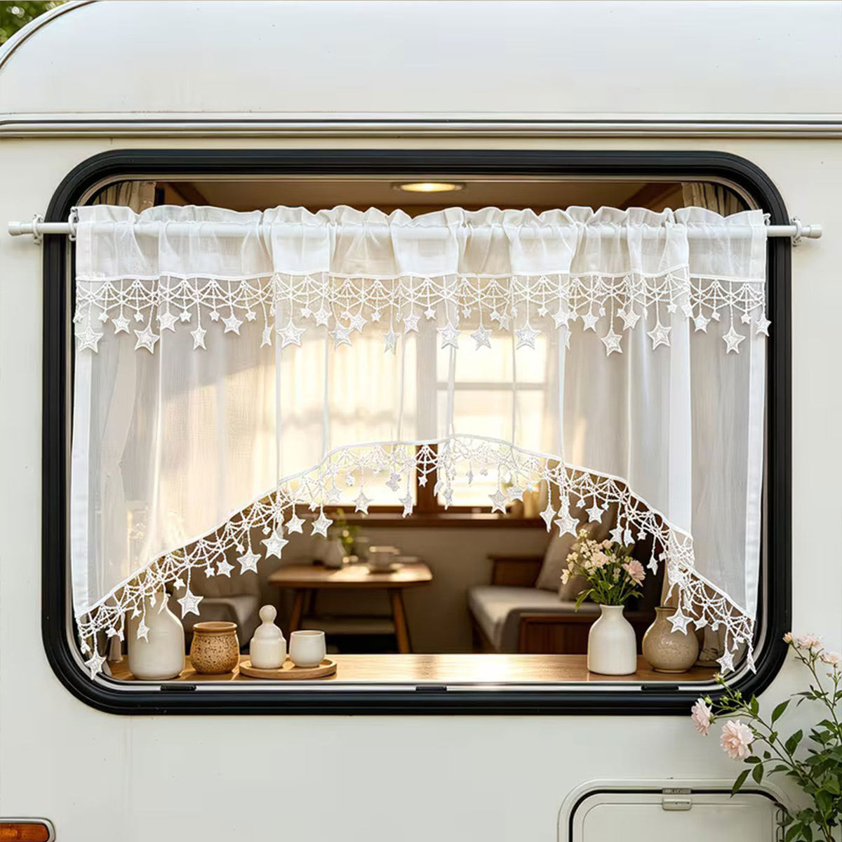 ⏳Time-Limited Special⏰Versatile Country Style Curtain with Star Lace Trim⭐️